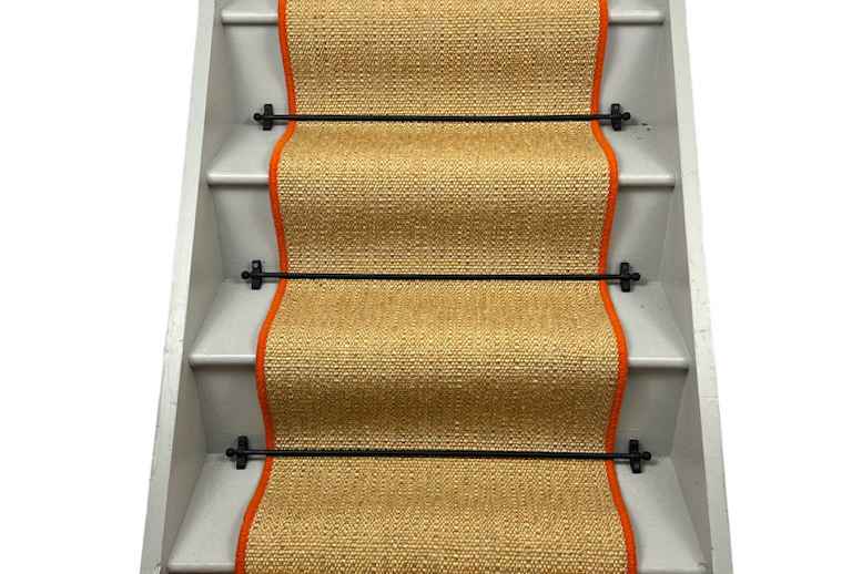 Mandarin Sisal Stair Runner with Orange Wool Edge