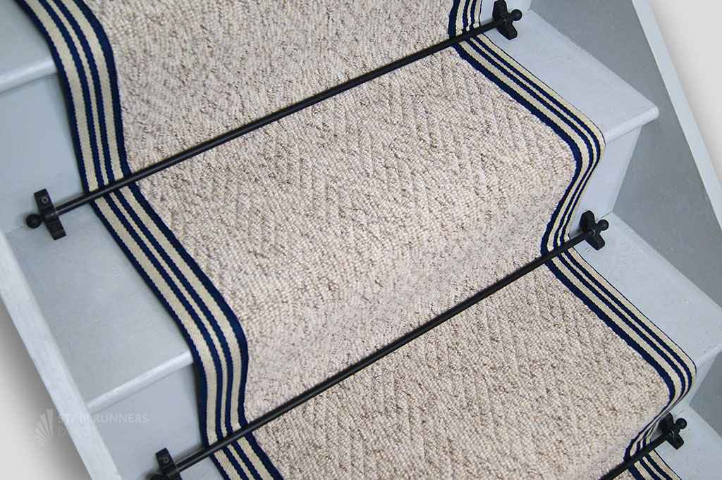 Country Herringbone Berber Stair Runner with Carnlough border 575x54cm