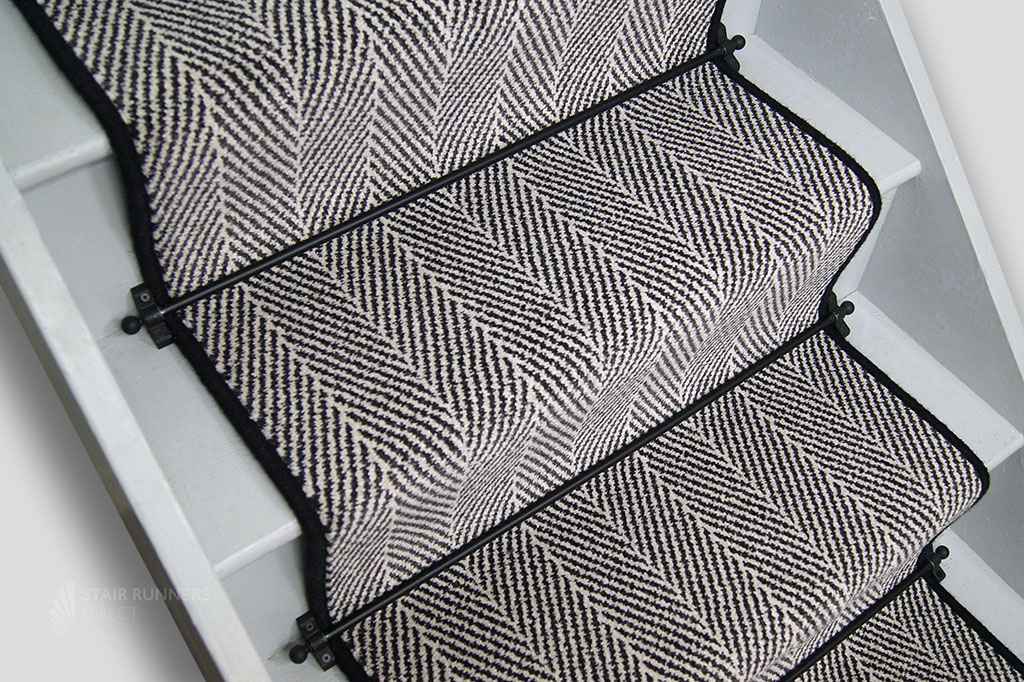 Fairfield Chevron Clotted Cream Stair Runner