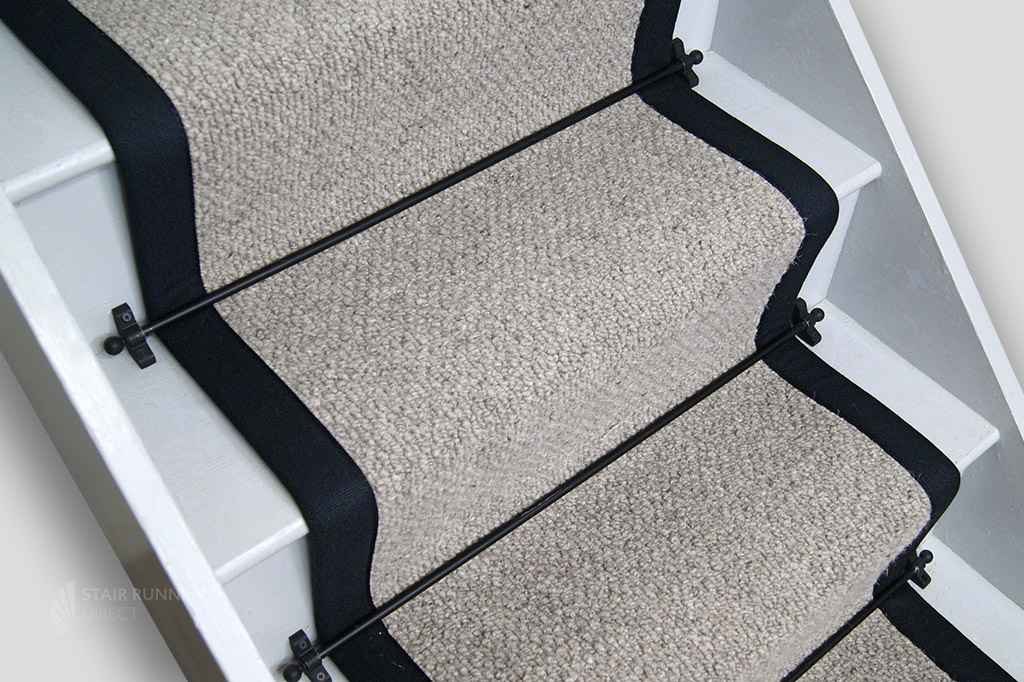 Inishowen Flax Wool Stair Runner with Midnight Border 6m x 58cm