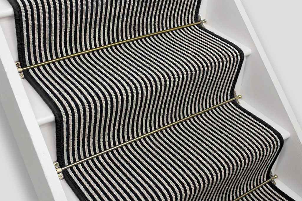 Magpie Striped Stair Runner with Black Wool Edge 650m x 53cm