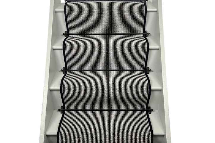 Mini Magpie Wool Striped Stair Runner with Black Wool Edge