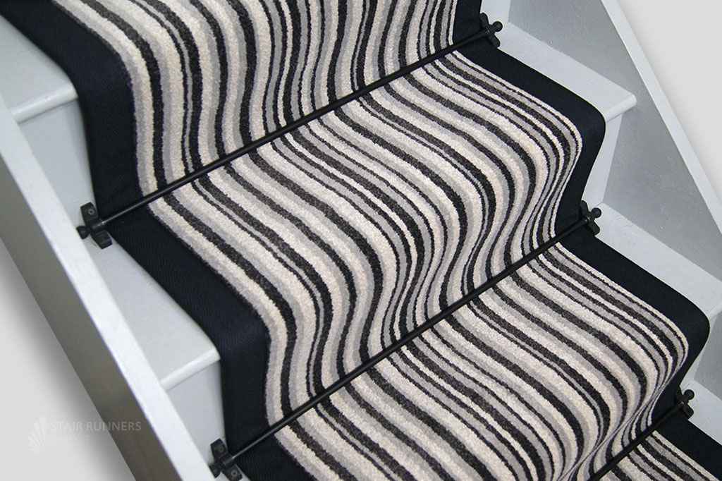 Fairfield Paraline Clotted Cream Stair Runner with Black Cotton Border 7m x 60cm