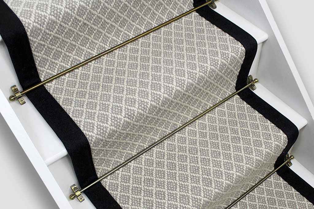 Park Lane Wool Flatweave Stair Runner with Black cotton border 550cm x53cm