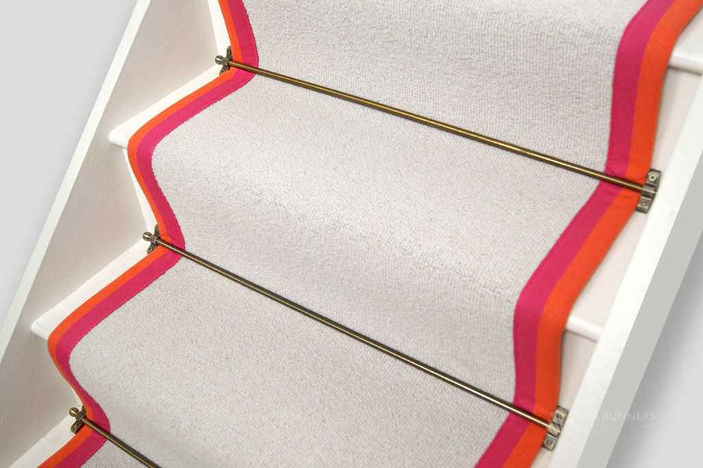 Natural Rib Pearl Hessian Wool Stair Runner with Darien Border 7m x 60cm