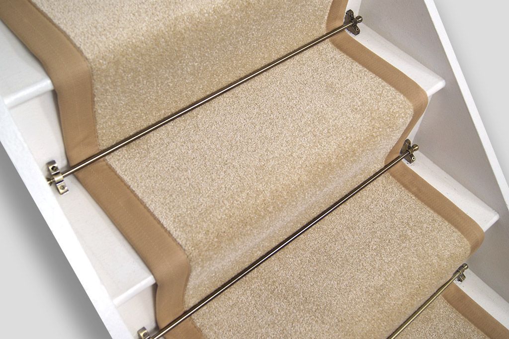 Biscuit Plain Stair Runner with Sahara Sand Border 61cm x 7m