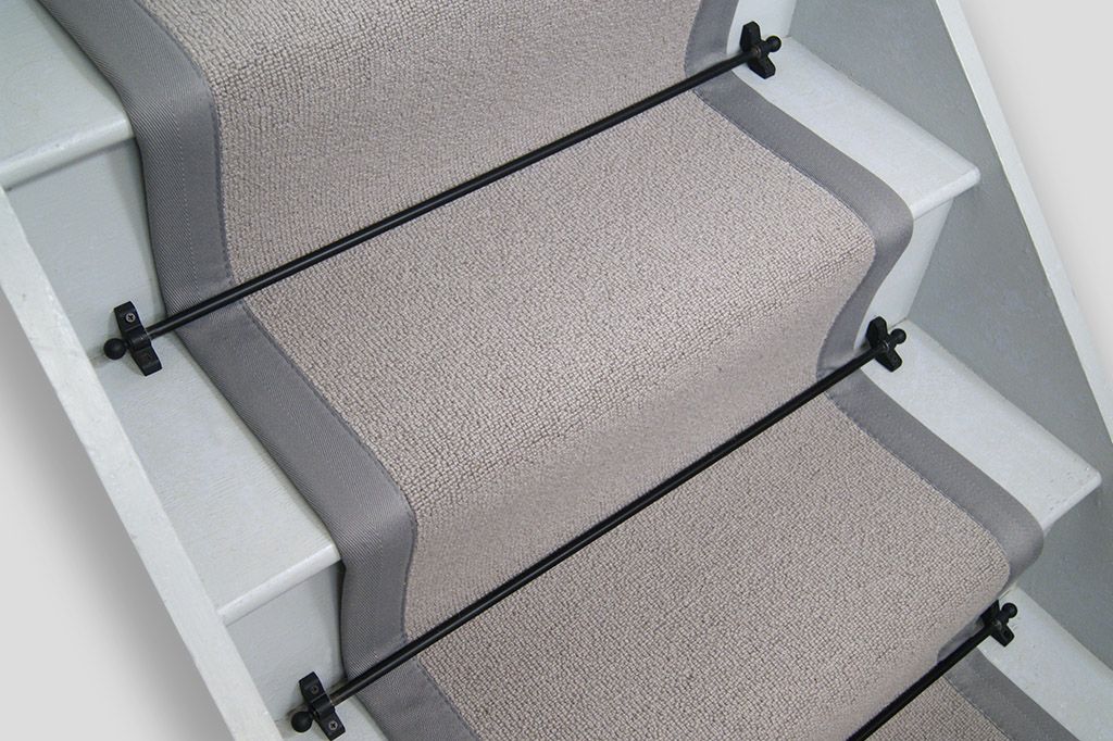 Dove Plain Rib Stair runner with Stone Grey Border 55x640cm