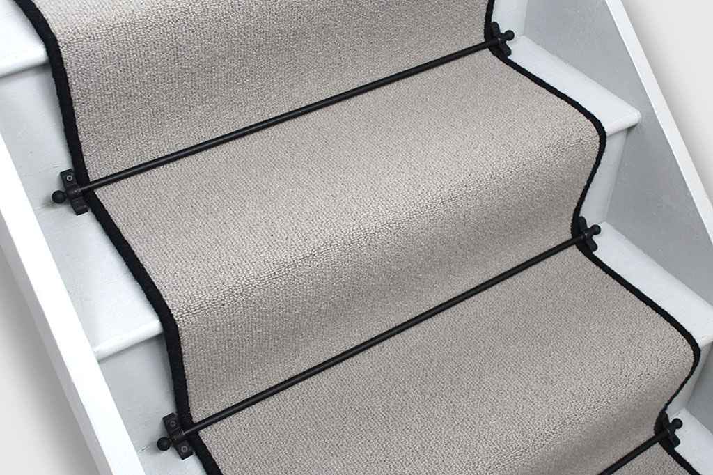 Pebble Cavalier Wool Stair Runner with Black Wool Edge 60cm x 7m