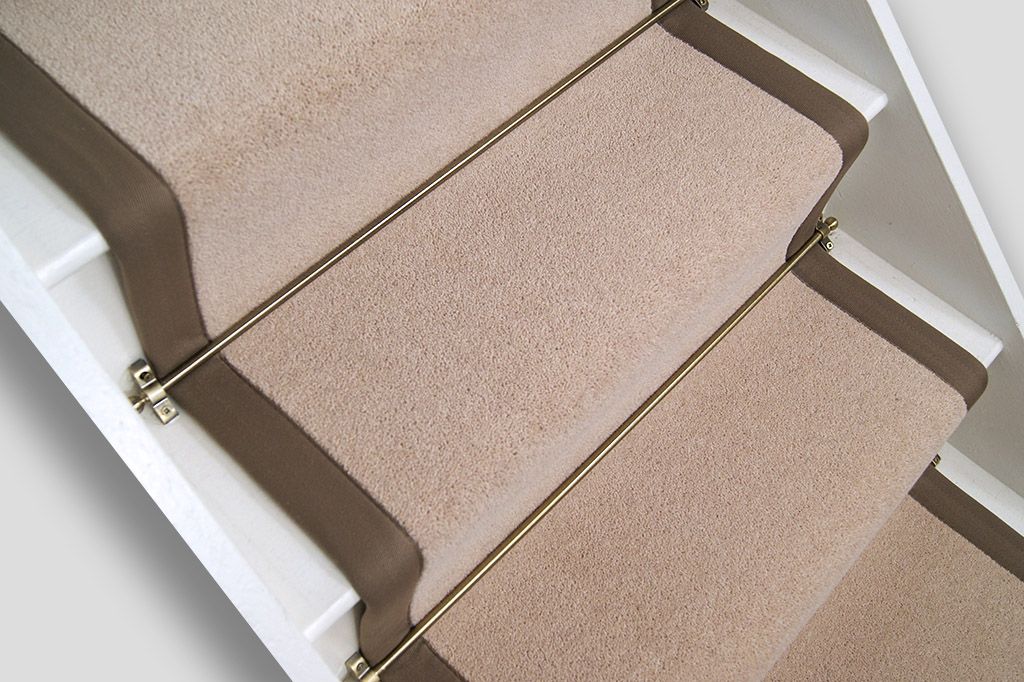 Sherbet Plain Twist Stair Runner with Chestnut Border 50 x 7m